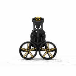 Powakaddy DLX-Lite FF Push Trolley -Golf Series Sale DLX LITE FF GUNMETAL YELLOW FOLDED BACK 510x510 1