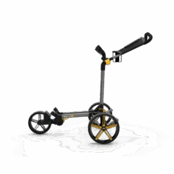 Powakaddy DLX-Lite FF Push Trolley -Golf Series Sale DLX LITE FF GUNMETAL YELLOW OPEN SIDE 510x510 1