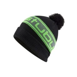 Stuburt Bobble Beanie Hat -Golf Series Sale SBHAT1016 BLACK GREEN 510x510 1